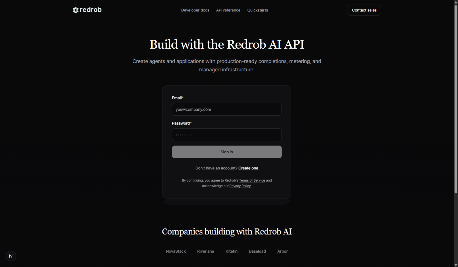 Redrob Console login for the routed language-model client