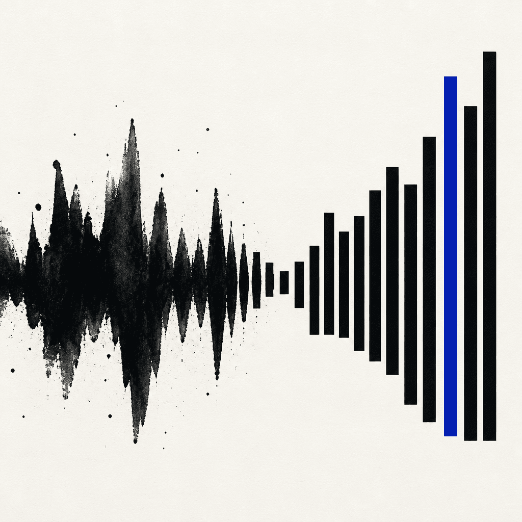 Redrob Tune: ink waveform with signal-blue accent